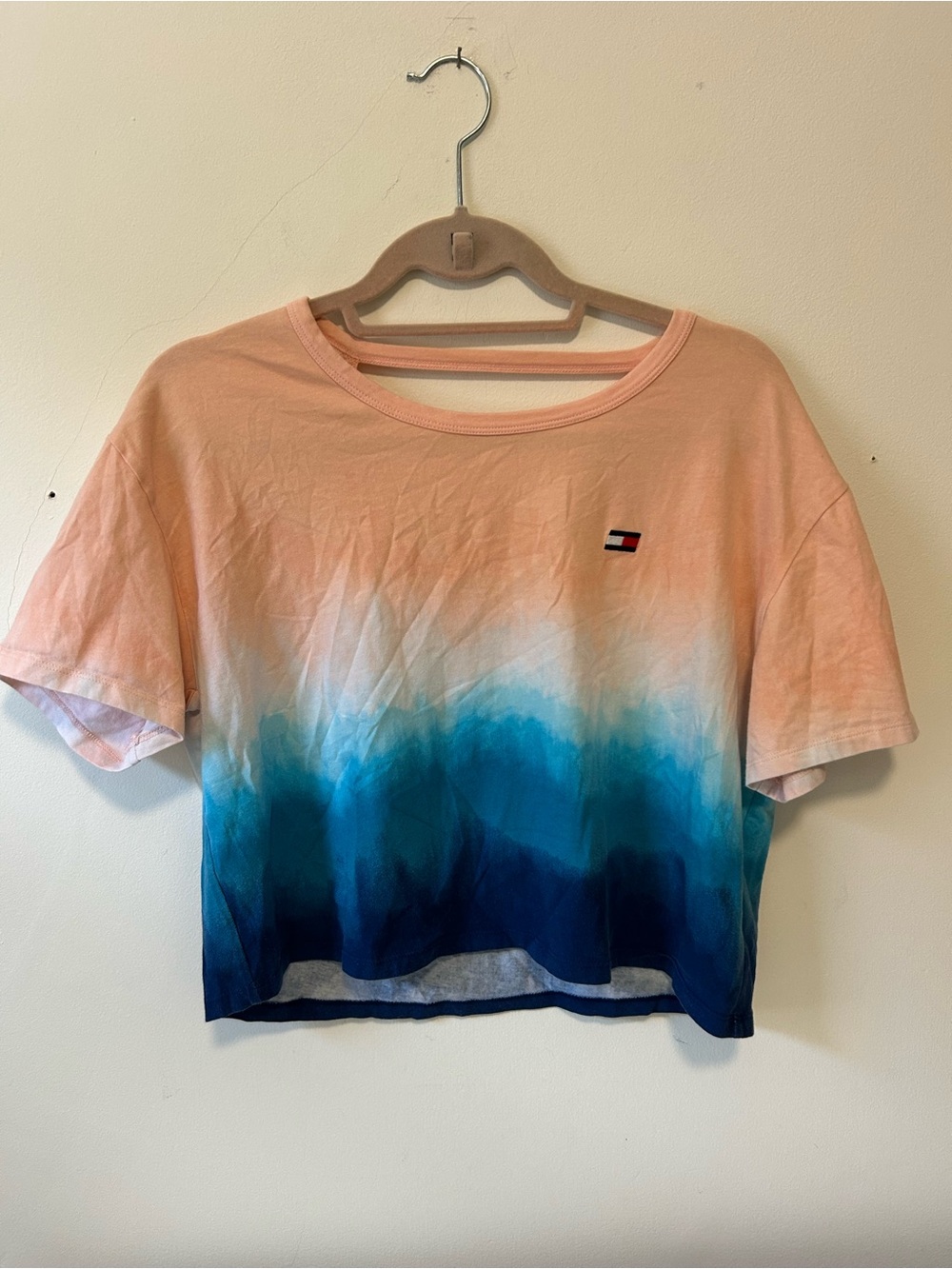 Tommy Hilfiger Peach to Blue Ombre Crop Sport Tee